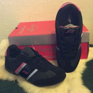 FUBU Girls Black/Pink Sneakers Sz 2 NEW W/Tags-Box